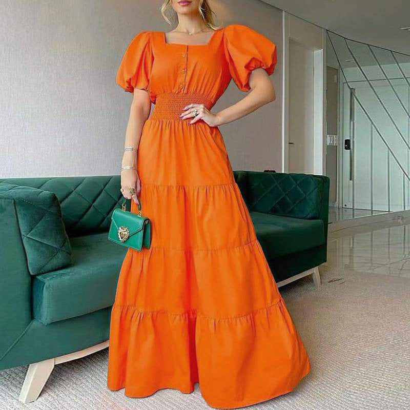 Beautyvity Square Neck Puff Sleeve Dress