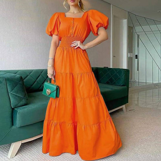 Beautyvity Square Neck Puff Sleeve Dress